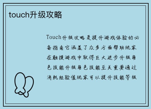 touch升级攻略